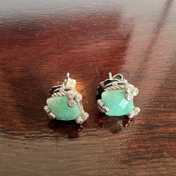 judith ripka sterling silver emerald Stud Earrings